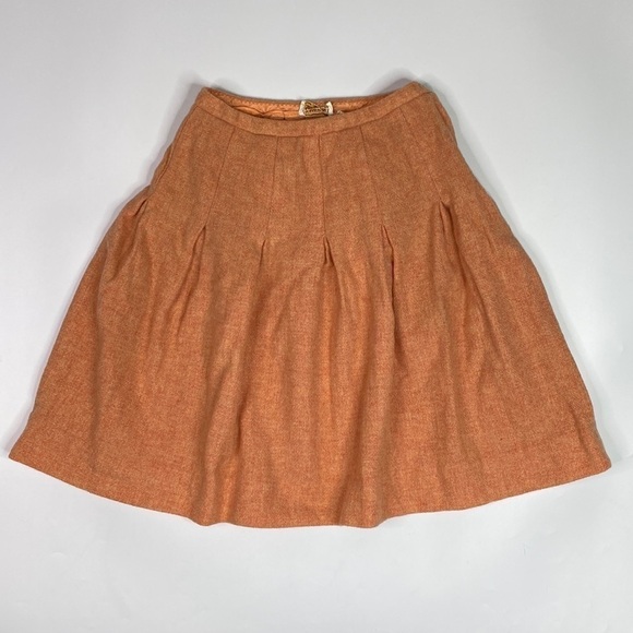 Vintage Carol Brent Pink Wool Pleated Skirt Waist 26" 50s - Picture 1 of 7